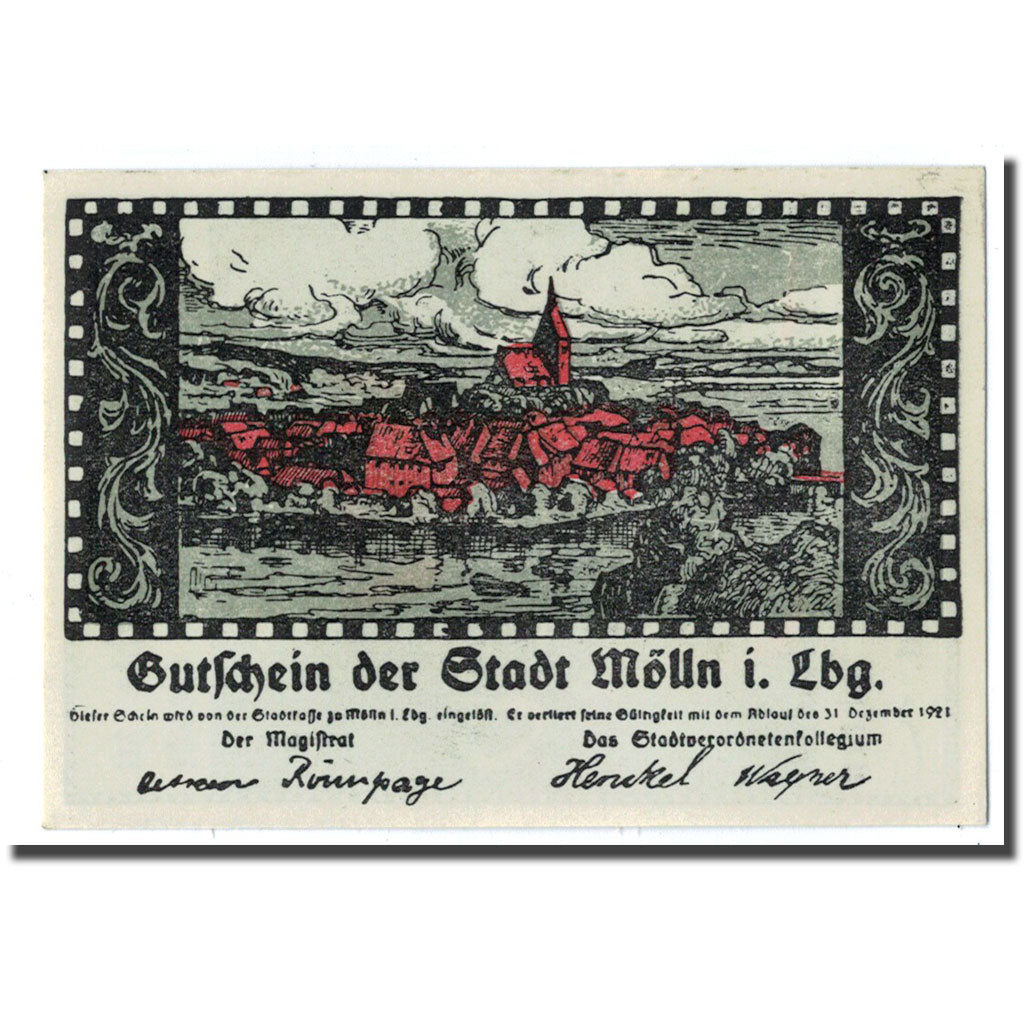 Billet, Allemagne, Mölln, 50 Pfennig, personnage, 1921, 1921-12-31, SPL