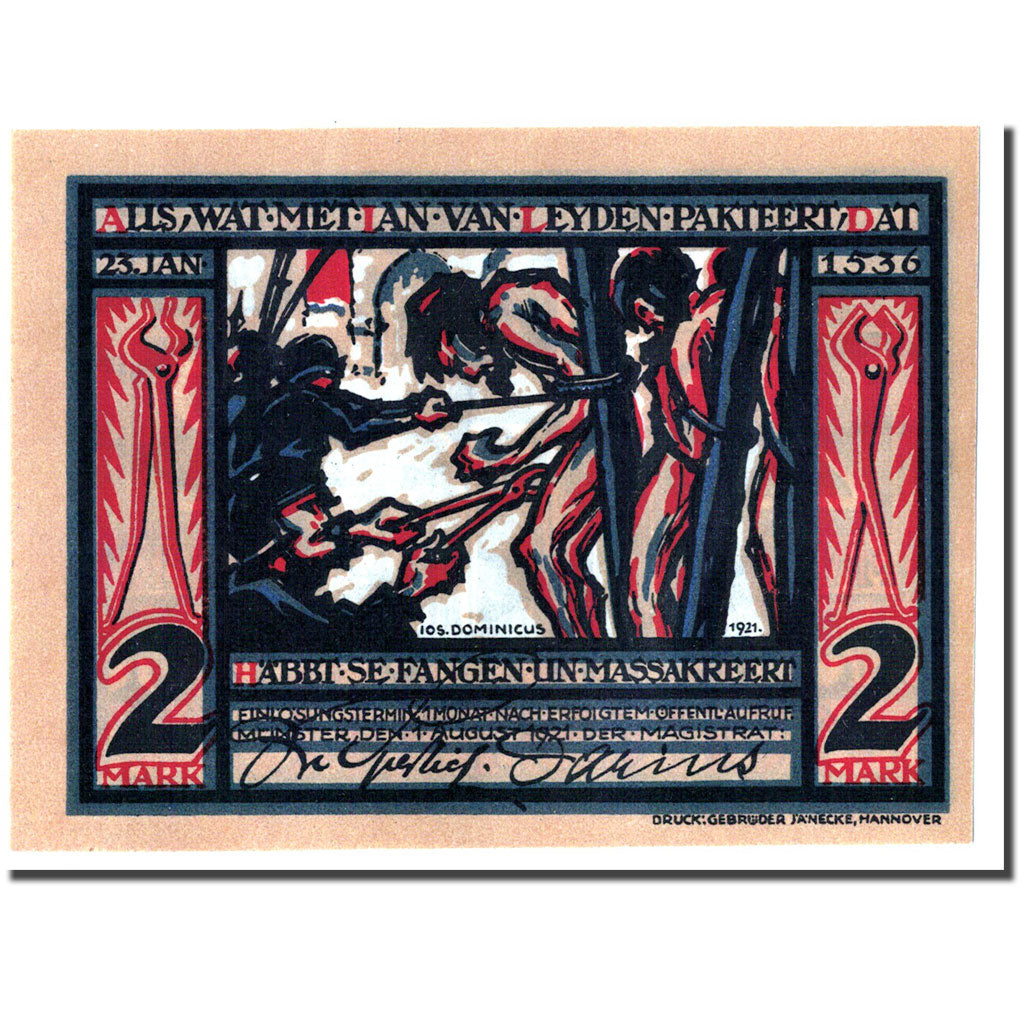 Billete, Alemania, Munster, 2 Mark, personnage 1, 1921, 1921-08-01, SC