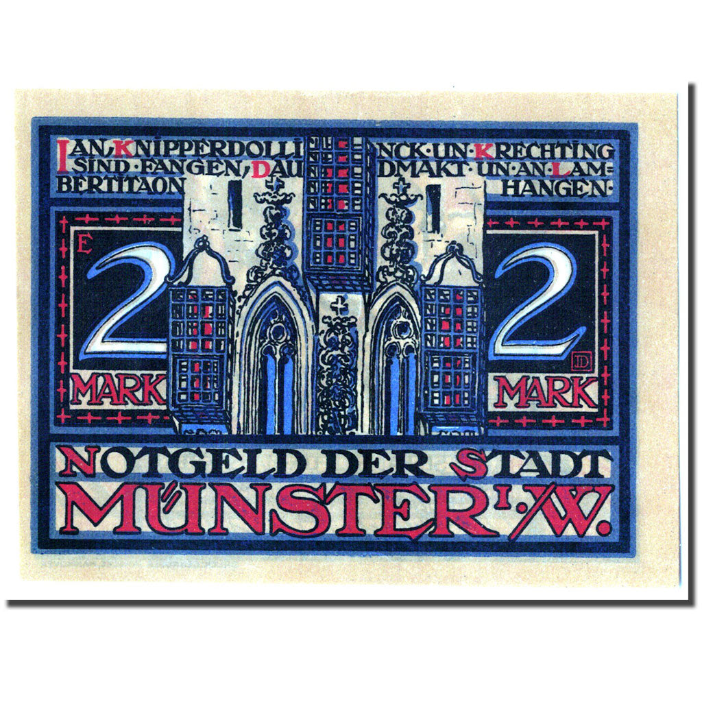 Billete, Alemania, Munster, 2 Mark, personnage 1, 1921, 1921-08-01, SC