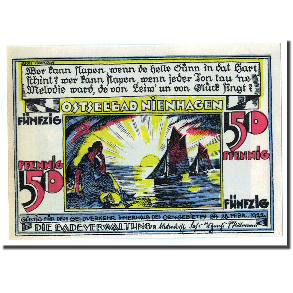 Banknote, Germany, Nienhagen, 50 Pfennig, paysage, 1922, 1922-02-28, UNC(63)