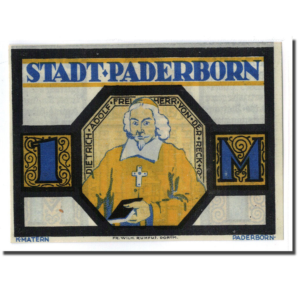 Banknote, Germany, Paderborn, 1 Mark, Batiment, 1921, 1921-11-10, UNC(63)