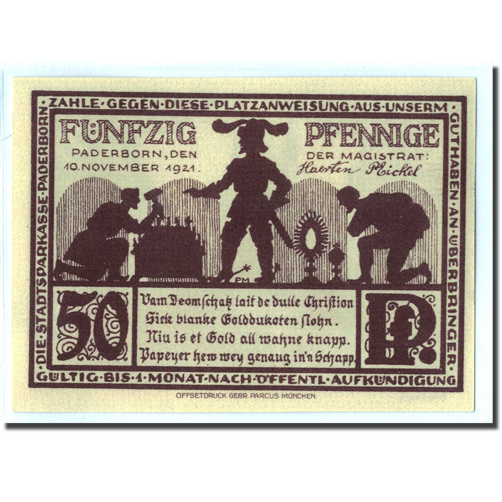 Banknote, Germany, Paderborn, 50 Pfennig, personnage 1, 1921, 1921-11-10