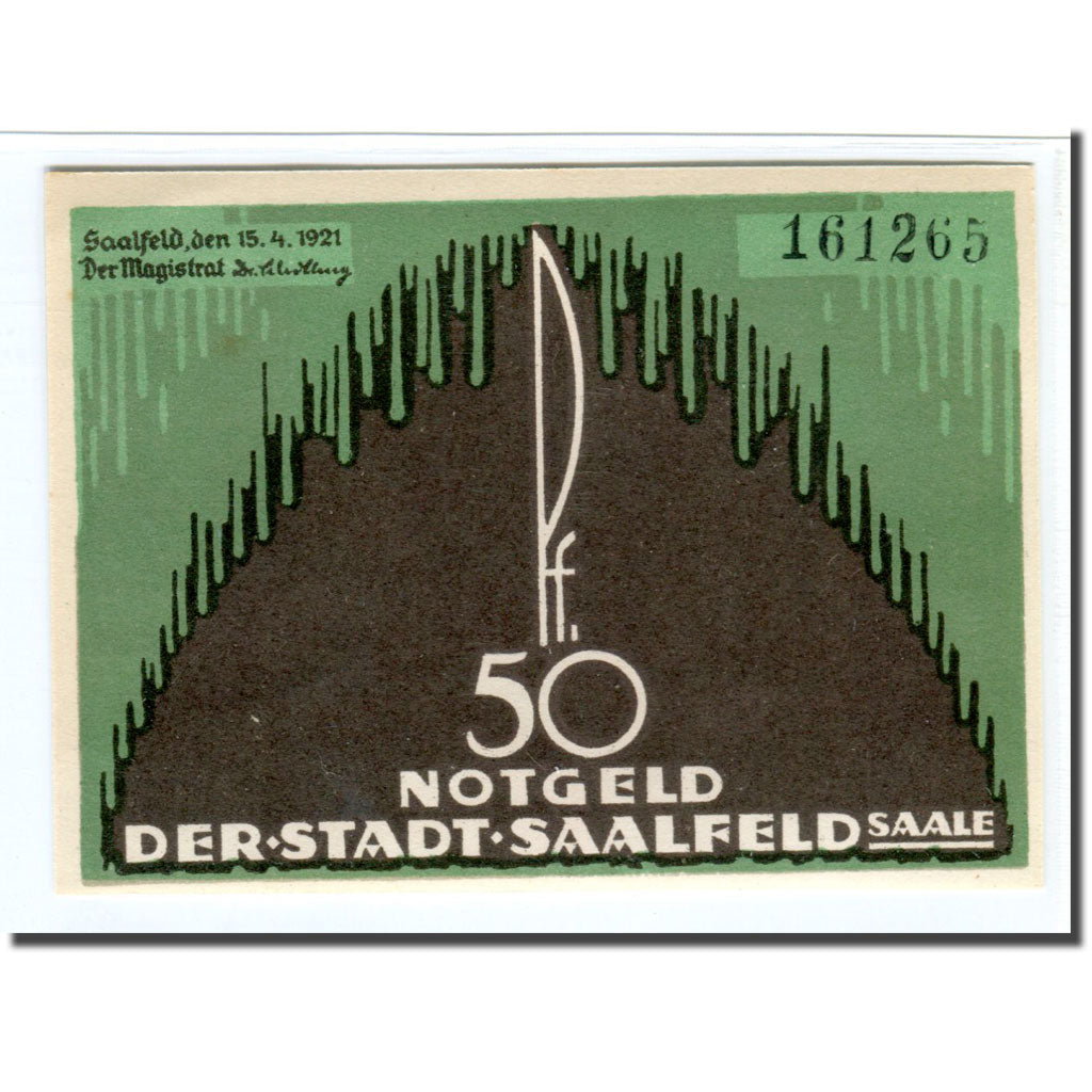 Banknote, Germany, Saalfeld, 50 Pfennig, château, 1921, 1921-04-15, UNC(63)