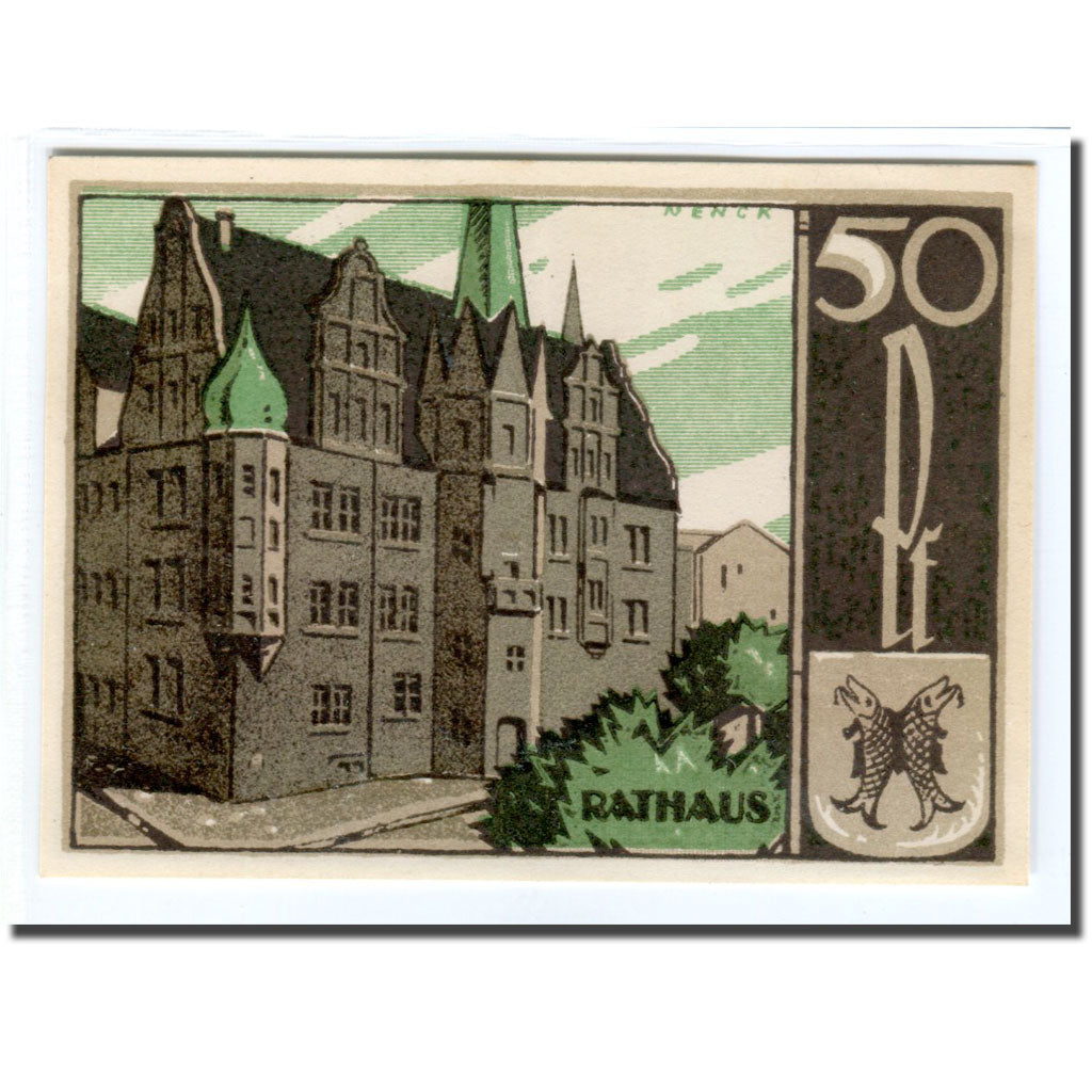 Banknote, Germany, Saalfeld, 50 Pfennig, château, 1921, 1921-04-15, UNC(63)