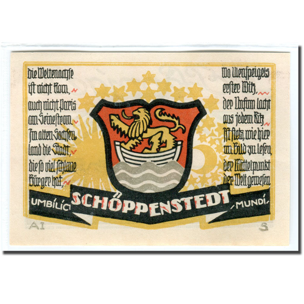 Banknote, Germany, Schoppenstedt, 50 Pfennig, Blason, 1921, 1921-12-31, UNC(63)