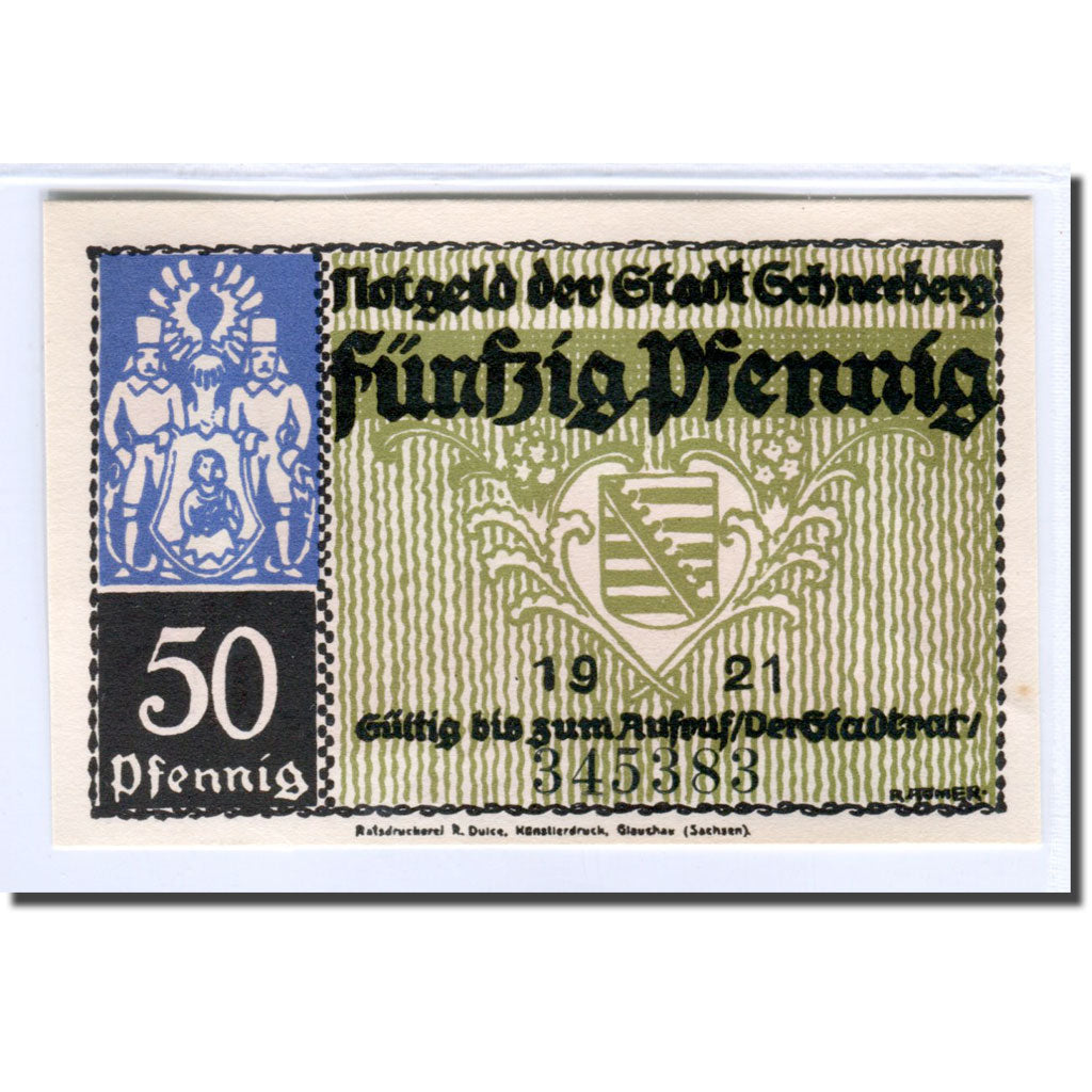 Banknote, Germany, Schneeberg, 50 Pfennig, paysage, 1921, UNC(63), Mehl:1190.1