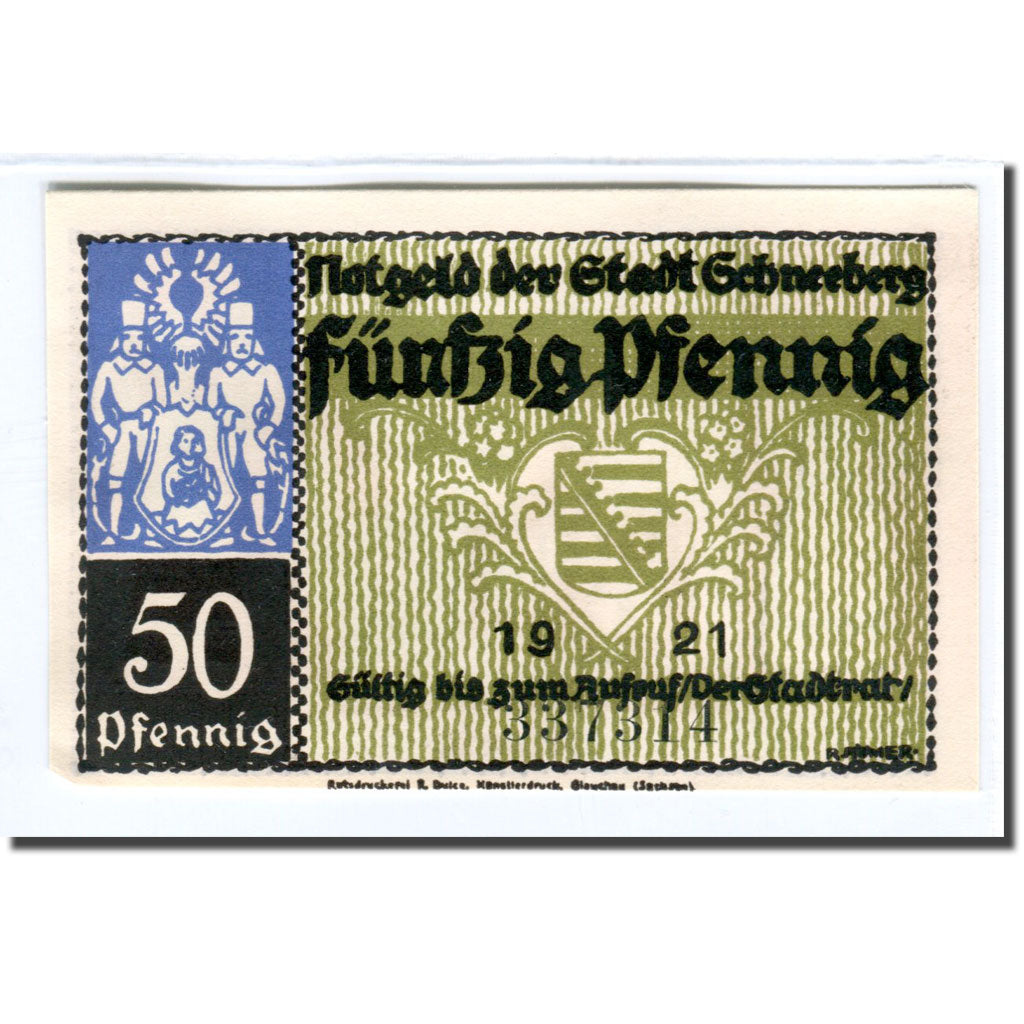 Banknote, Germany, Schneeberg, 50 Pfennig, paysage 1, 1921, UNC(63), Mehl:1190.1