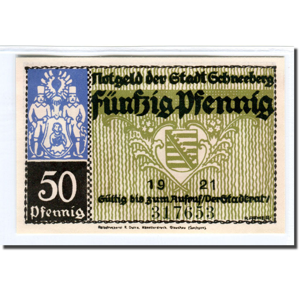 Banknote, Germany, Schneeberg, 50 Pfennig, paysage 2, 1921, UNC(63), Mehl:1190.1