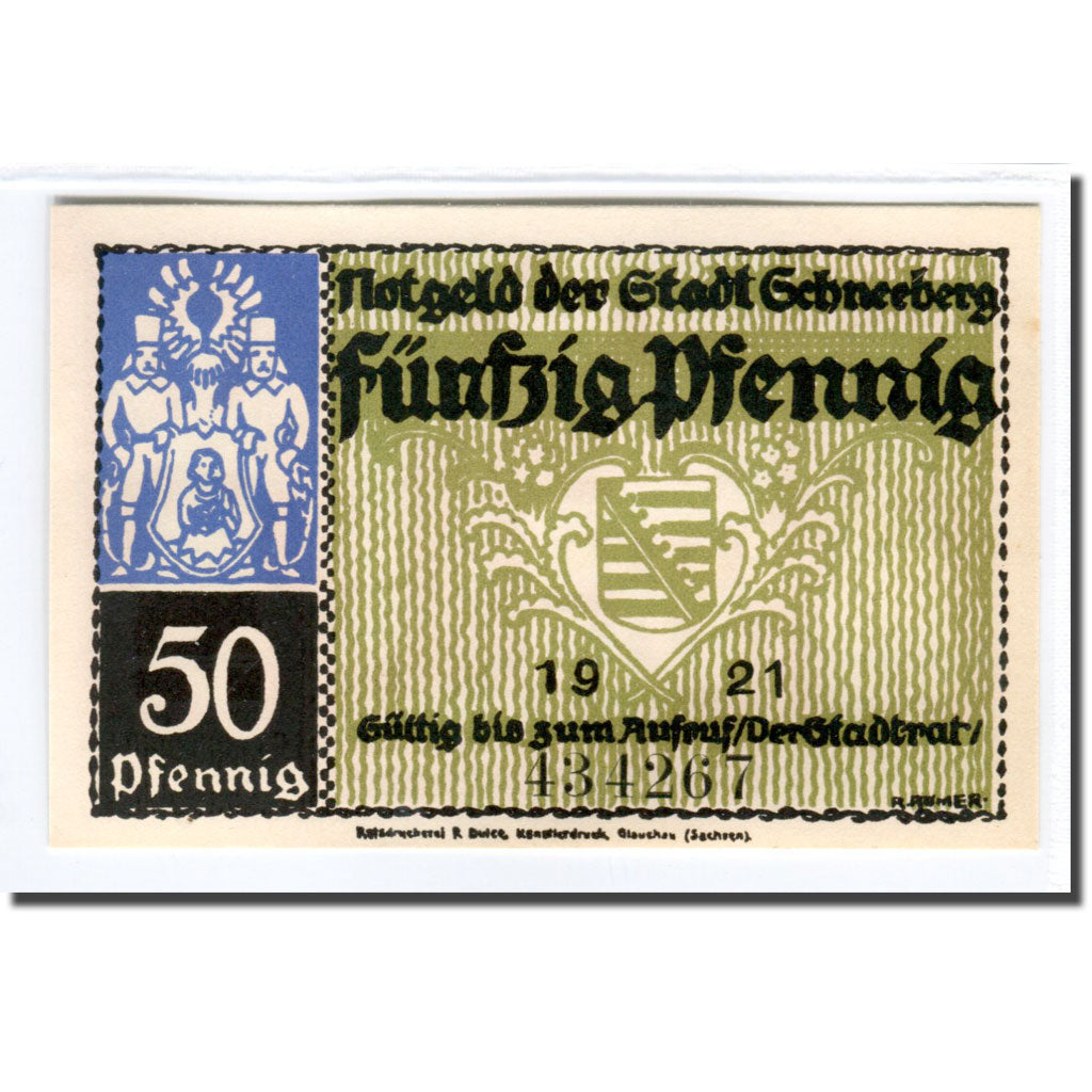 Banconote, Germania, Schneeberg, 50 Pfennig, paysage 3, 1921, SPL, Mehl:1190.1