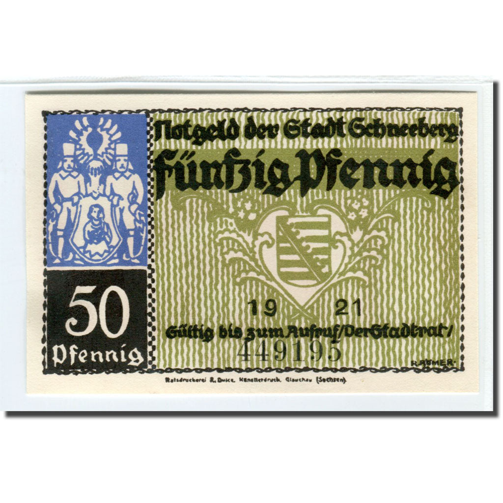 Banknote, Germany, Schneeberg, 50 Pfennig, paysage 4, 1921, UNC(63), Mehl:1190.1