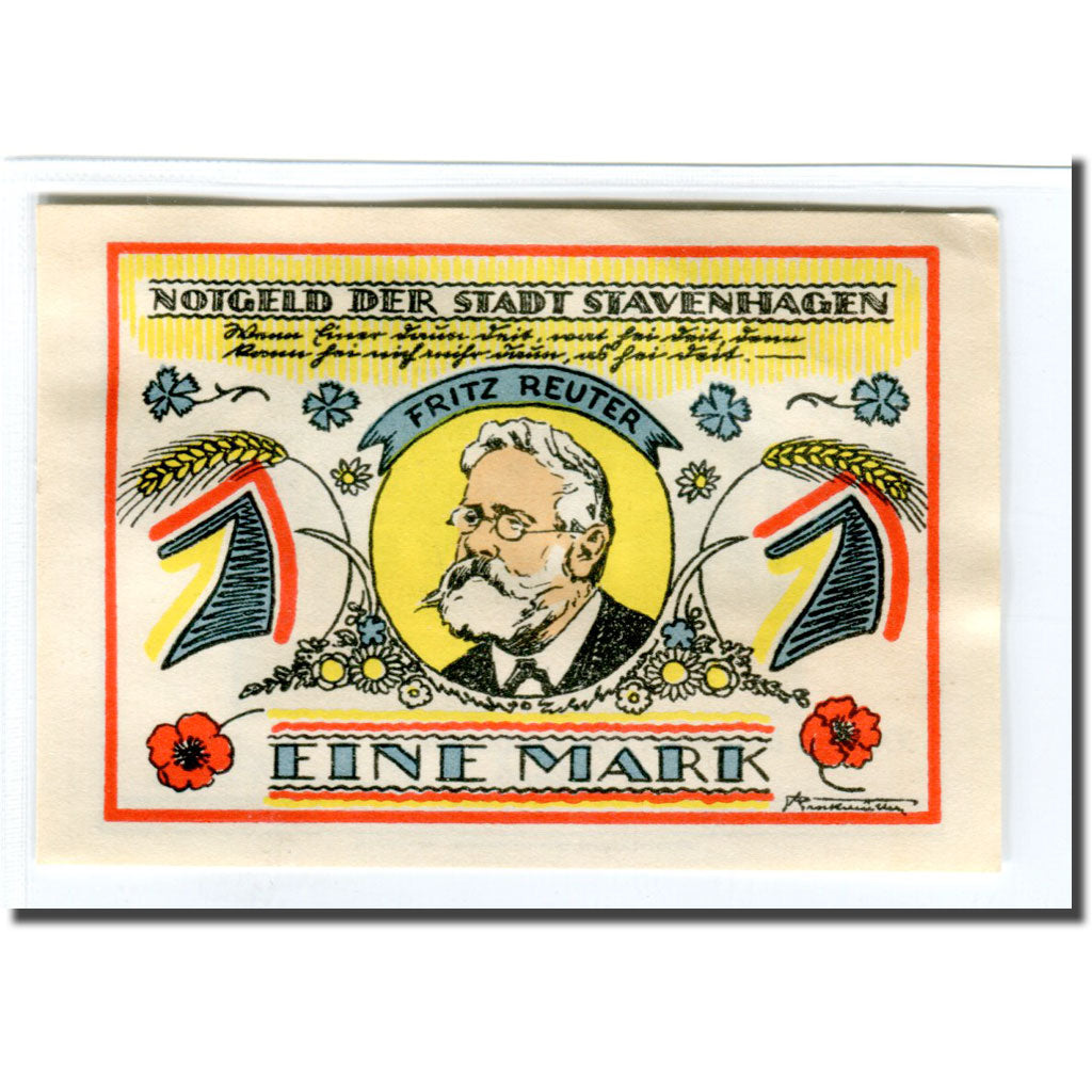 Banknote, Germany, Stavenhagen, 1 Mark, personnage 1, 1921, UNC(63), Mehl:1257.1