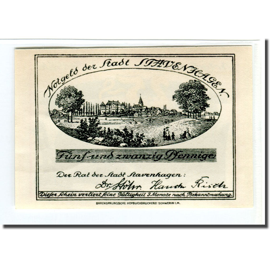 Billet, Allemagne, Stavenhagen, 25 Pfennig, personnage 2, 1921, SPL