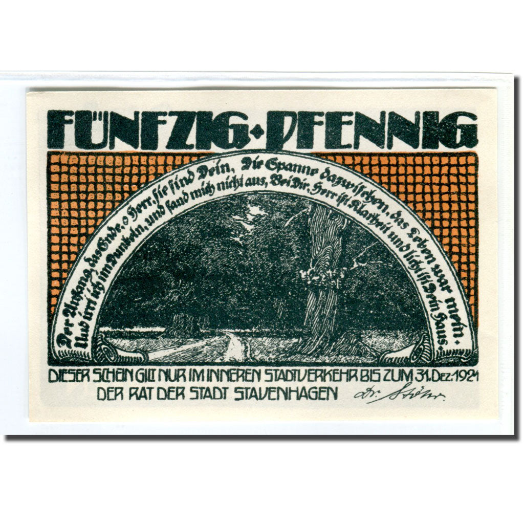 Banknote, Germany, Stavenhagen, 50 Pfennig, personnage, 1921, 1921-12-31