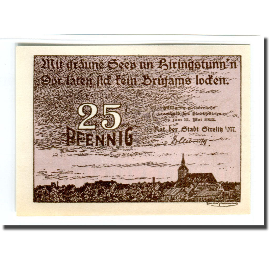 Banknote, Germany, Strelitz, 25 Pfennig, village, 1922, 1922-05-31, UNC(63)