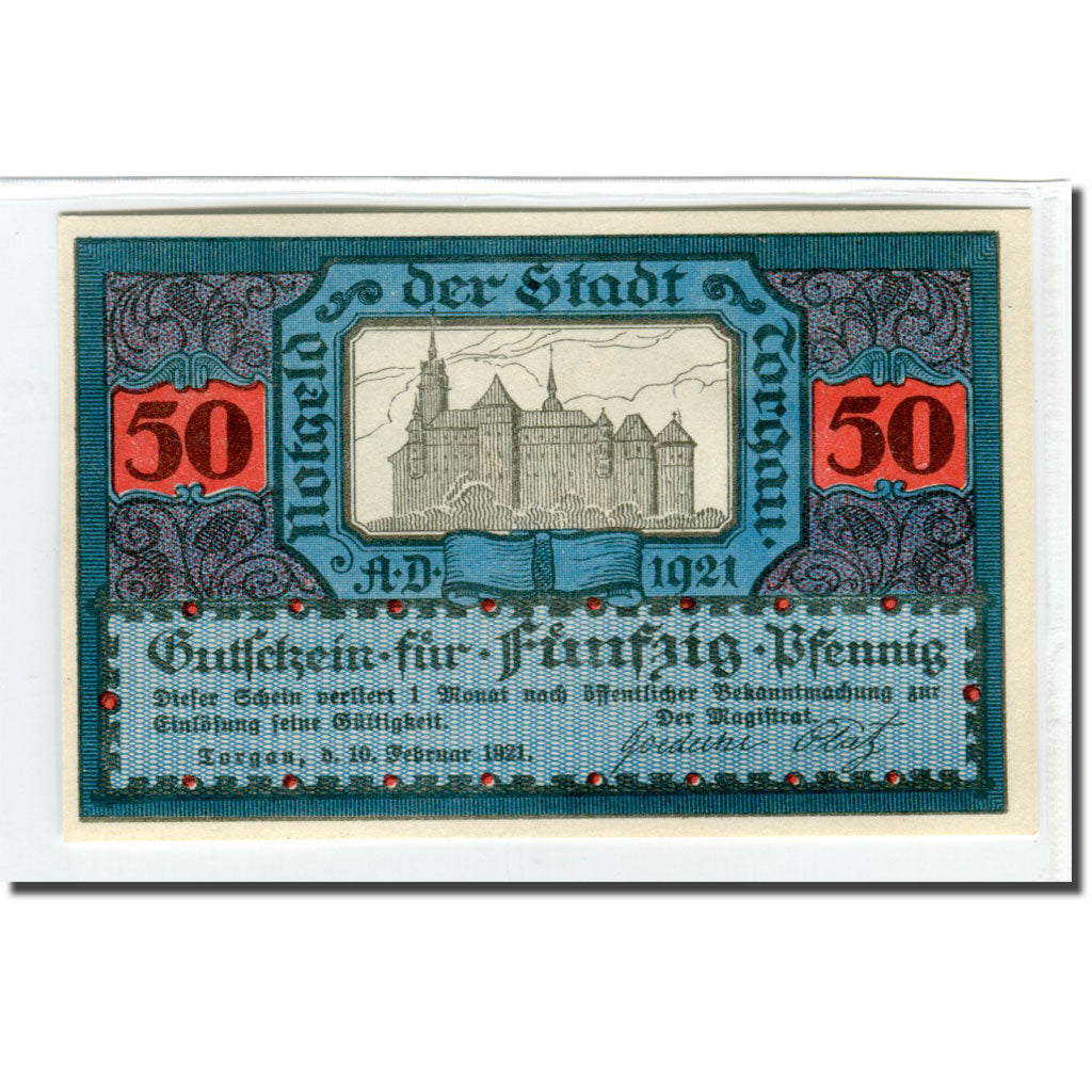 Banknote, Germany, Torgau, 50 Pfennig, cavalier, 1921, 1921-02-10, UNC(63)