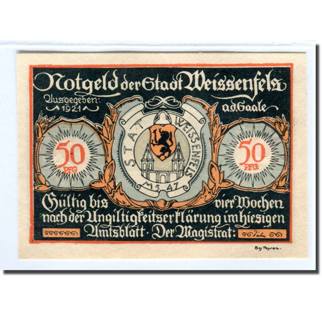 Banknote, Germany, Weissenfels, 50 Pfennig, personnage, 1921, UNC(63)