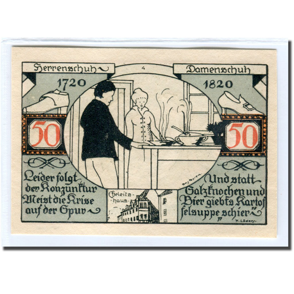Banknote, Germany, Weissenfels, 50 Pfennig, personnage 1, 1921, UNC(63)