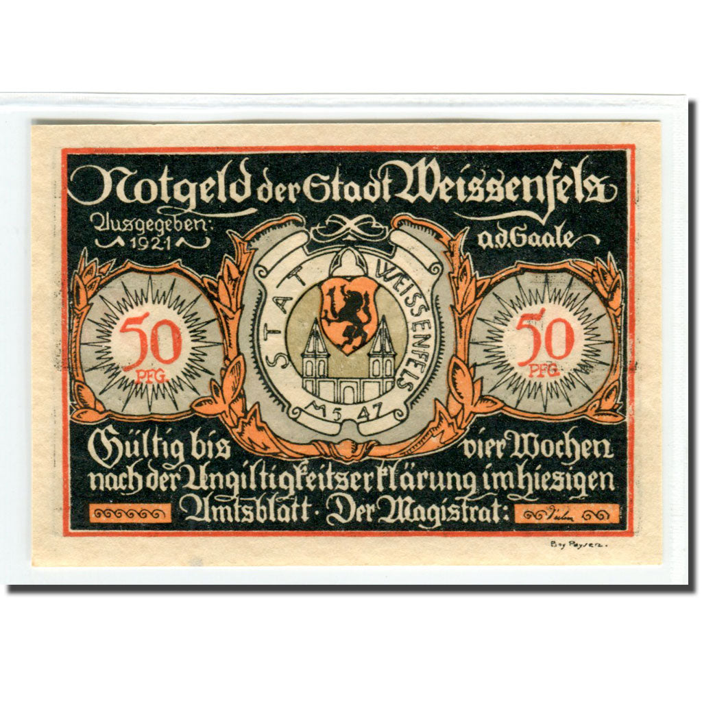Banknote, Germany, Weissenfels, 50 Pfennig, personnage 3, 1921, UNC(63)