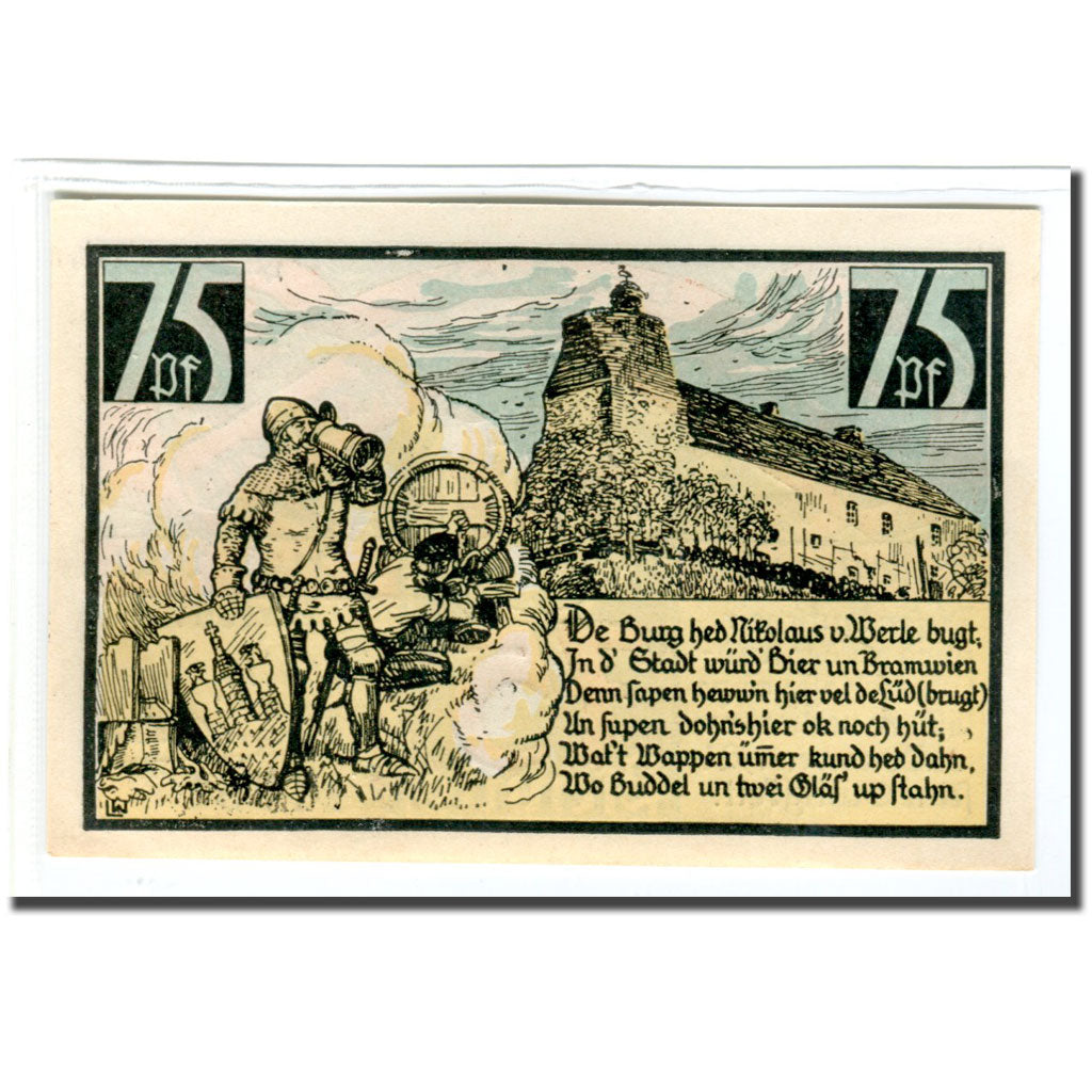 Banknote, Germany, Wesenberg, 75 Pfennig, personnage, 1921, 1921-07-01, UNC(63)