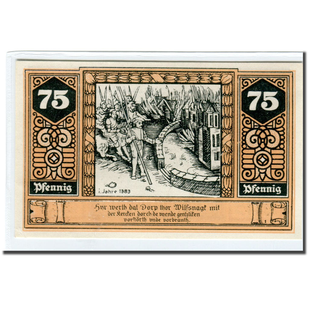 Banknote, Germany, Wilsnack, 75 Pfennig, personnage, 1922, UNC(63), Mehl:1433.1