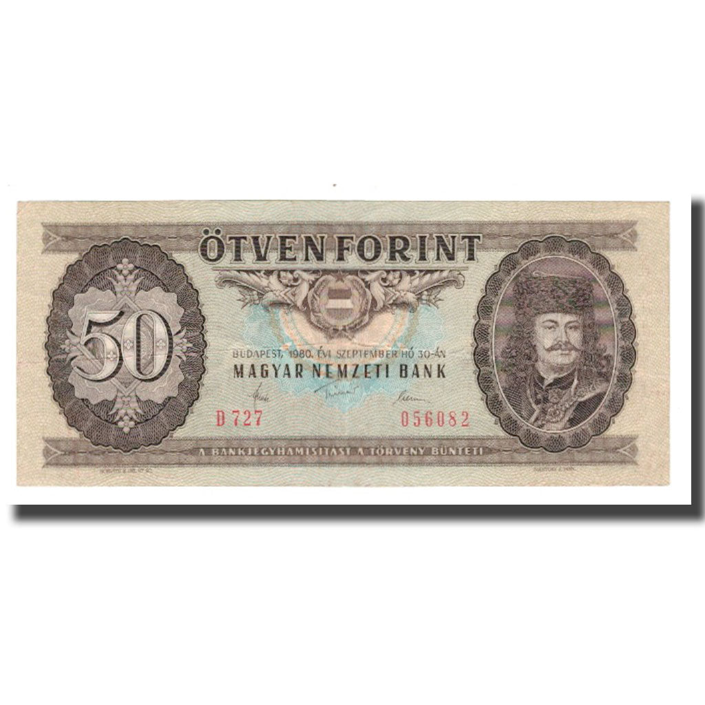 Banknot, Węgry, 50 Forint, 1980, 1980-09-30, KM:170d, AU(55-58)