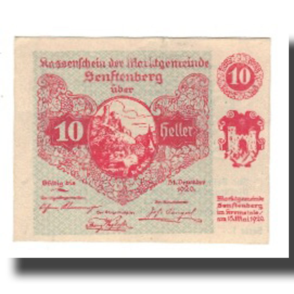 Banknote, Austria, Senftenberg, 10 Heller, Texte 3, 1920, 1920-12-31