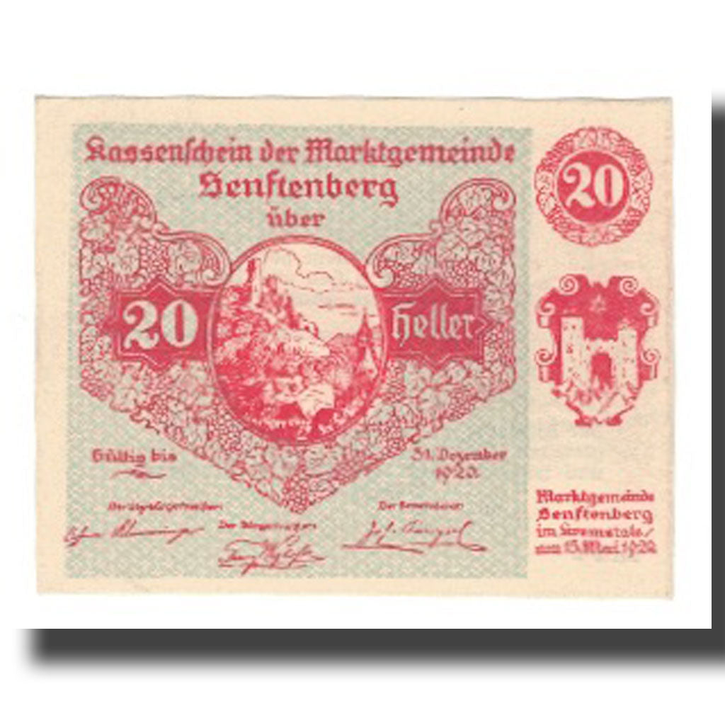 Billet, Autriche, Senftenberg, 20 Heller, Texte 4, 1920, 1920-12-31, NEUF