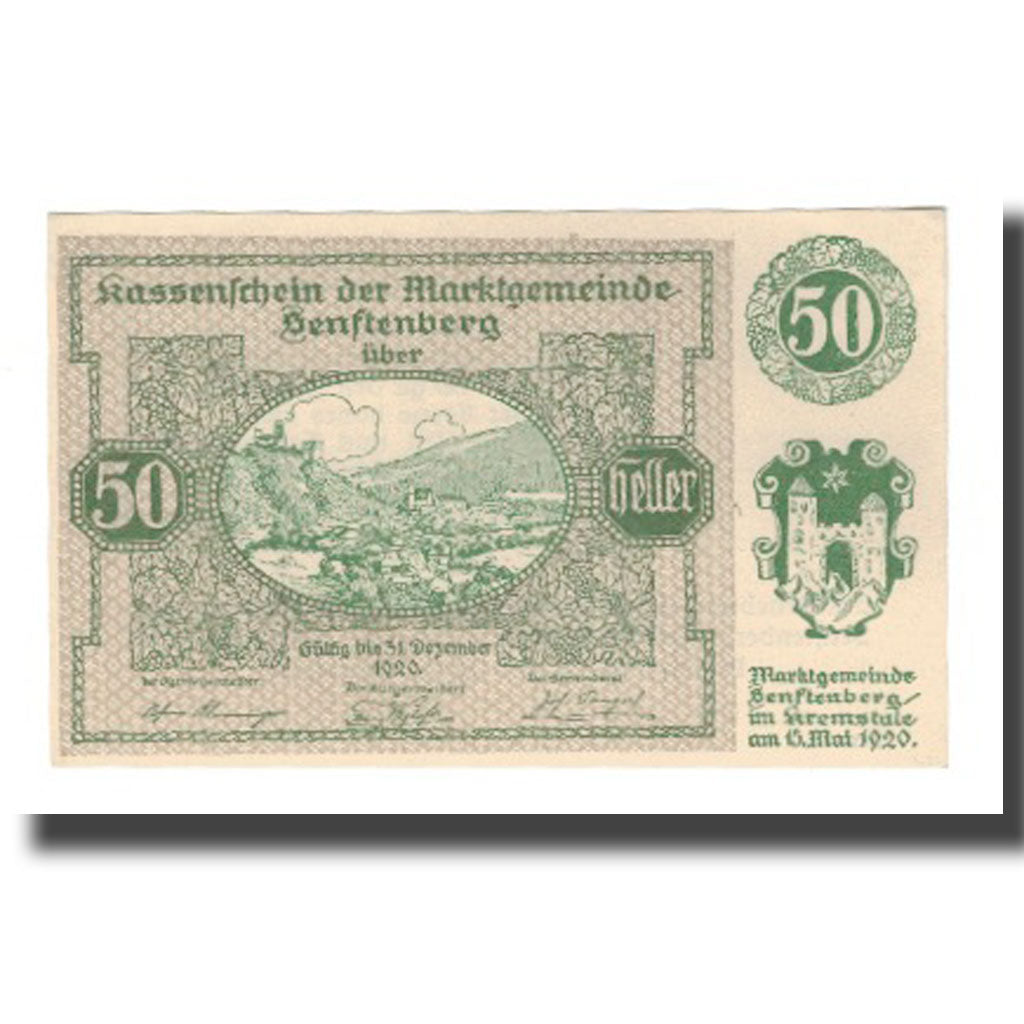 Geldschein, Österreich, Senftenberg, 50 Heller, Texte, 1920, 1920-12-31, UNZ