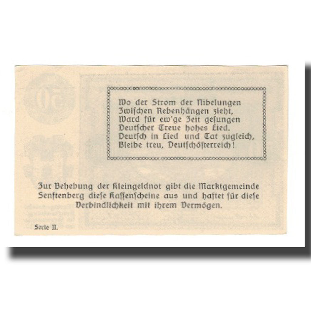 Geldschein, Österreich, Senftenberg, 50 Heller, Texte, 1920, 1920-12-31, UNZ