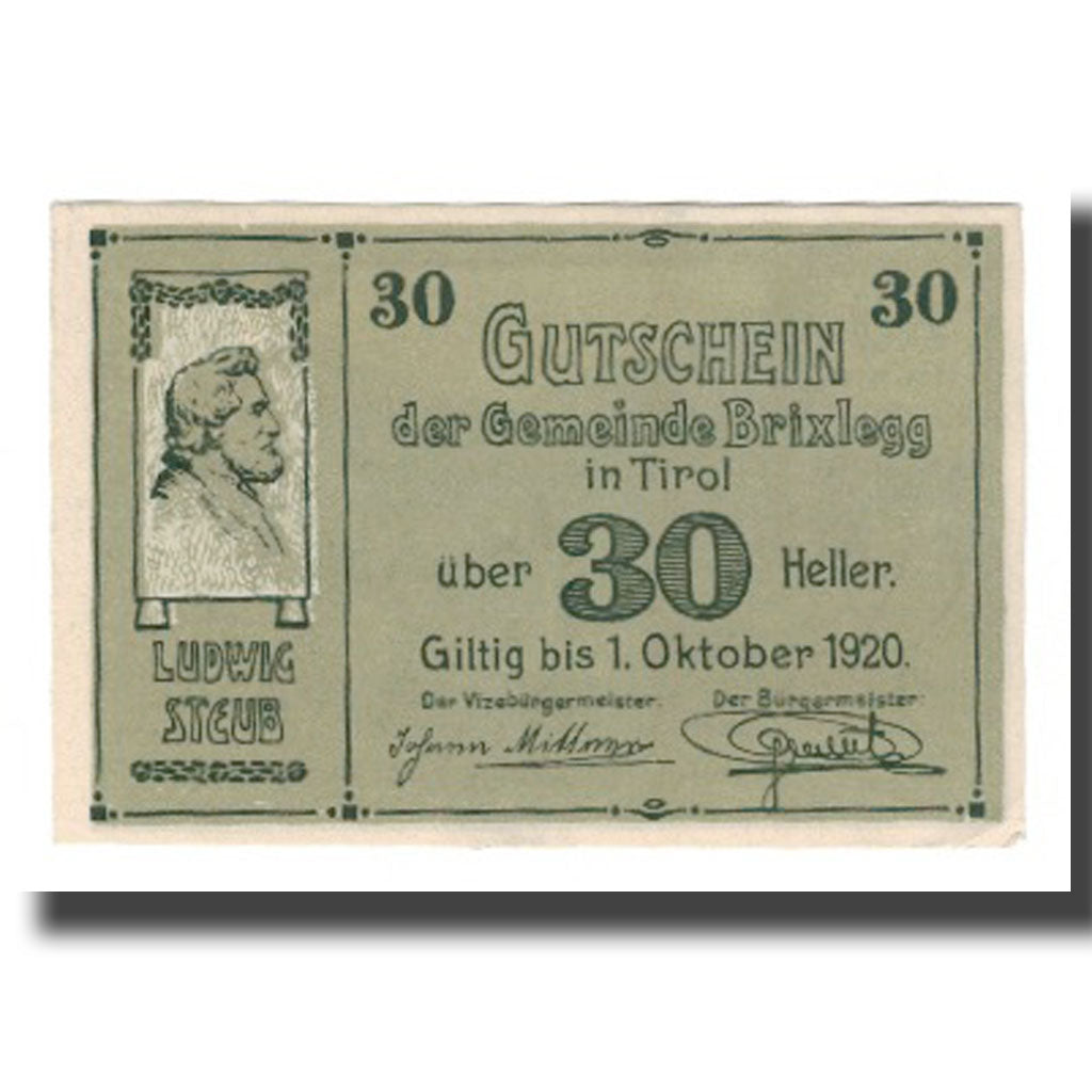 Banknote, Austria, Brixlegg, 30 Heller, paysage 2, 1920, 1920-10-31, UNC(65-70)