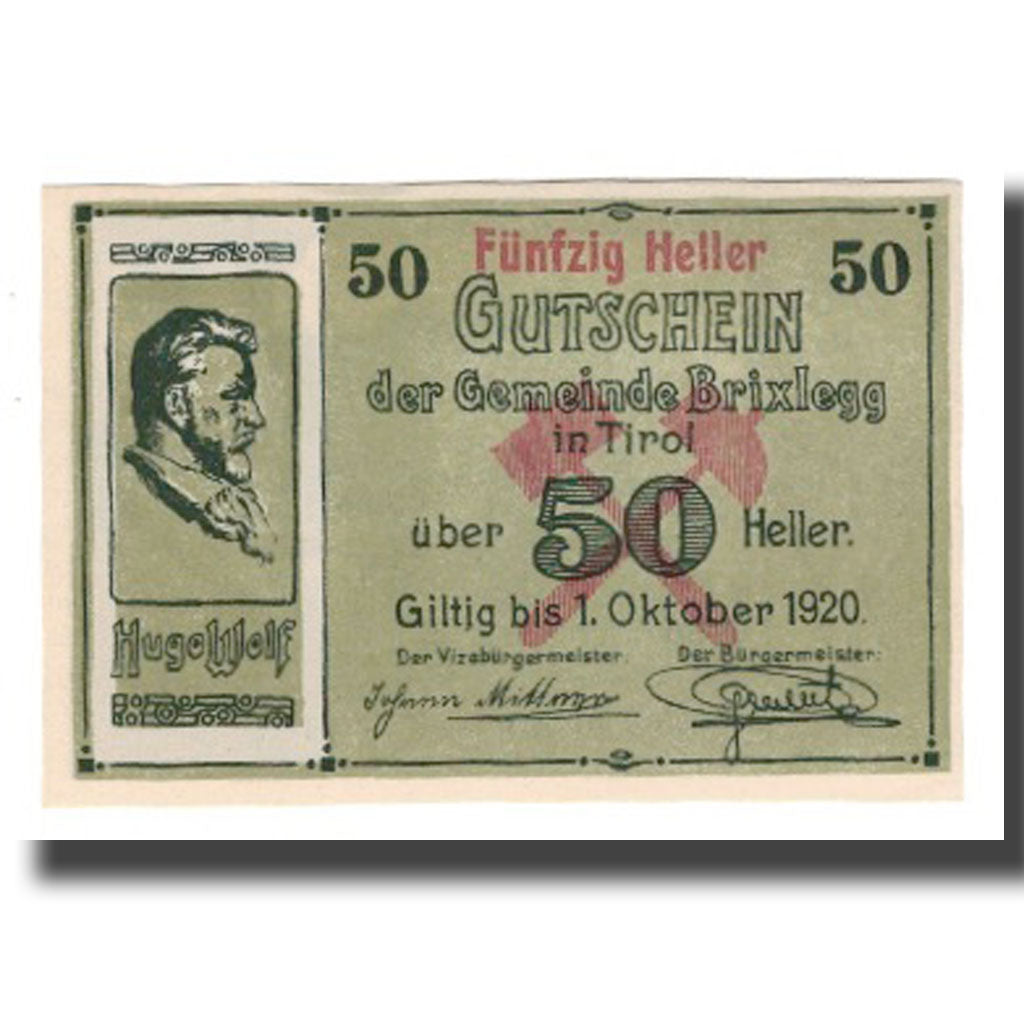 Geldschein, Österreich, Brixlegg, 50 Heller, paysage 3, 1920, 1920-10-31, UNZ