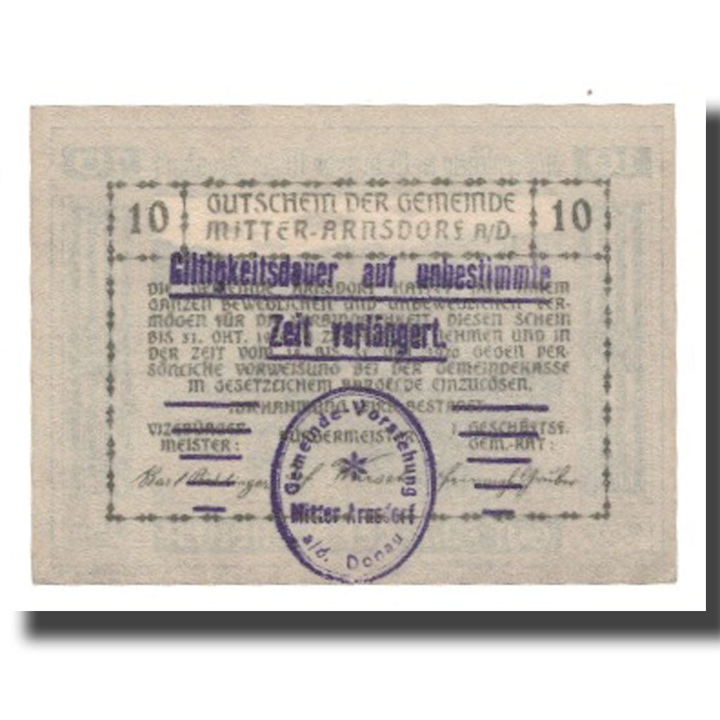Banknote, Austria, Mitter-Arnsdorf, 10 Heller, Texte, 1920, 1920-12-31