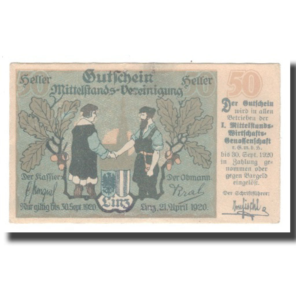 Billet, Autriche, Linz O.Ö. Prv. I. Mittelstands-Wirtschafts-Genossenschaft, 50