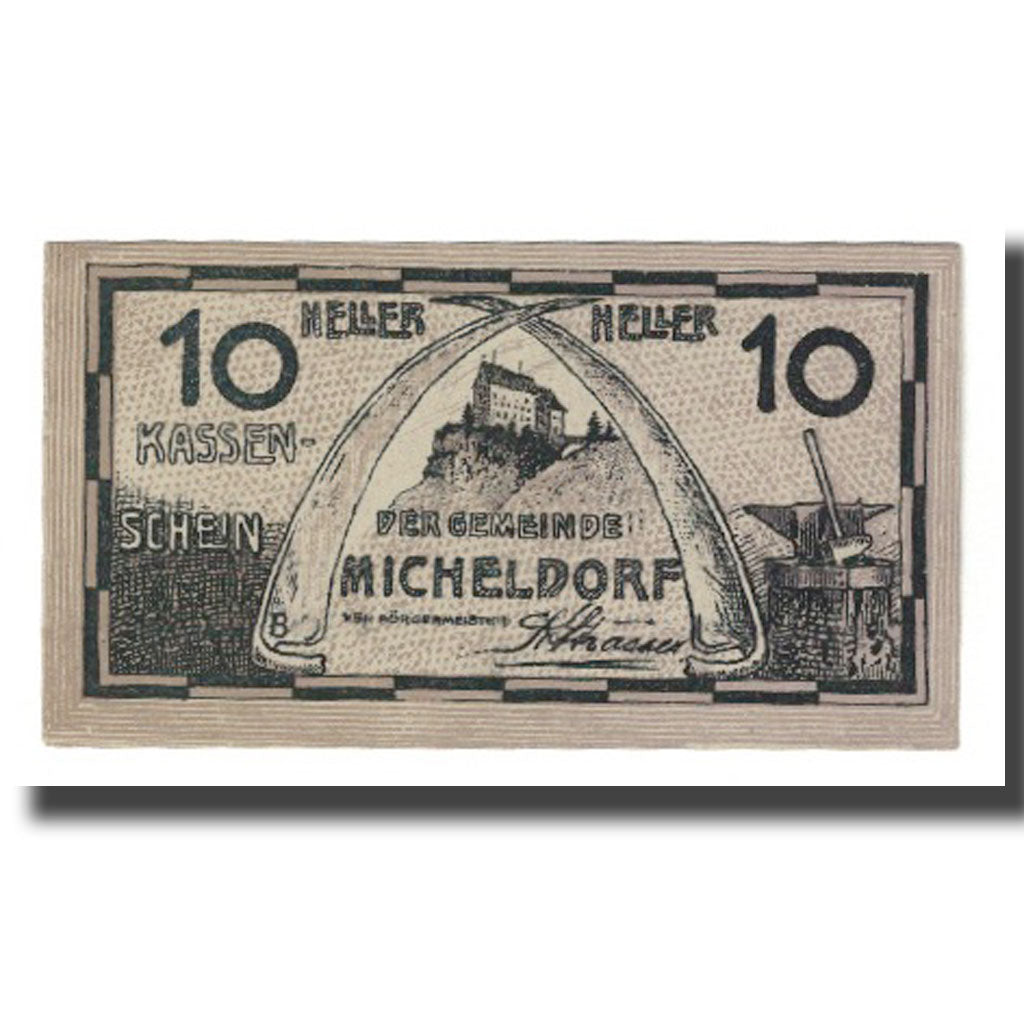 Billet, Autriche, Micheldorf O.Ö. Gemeinde, 10 Heller, paysage, 1920
