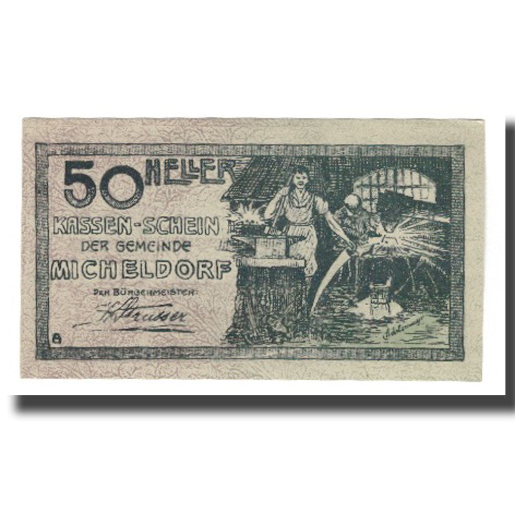 Geldschein, Österreich, Micheldorf O.Ö. Gemeinde, 50 Heller, personnage 1
