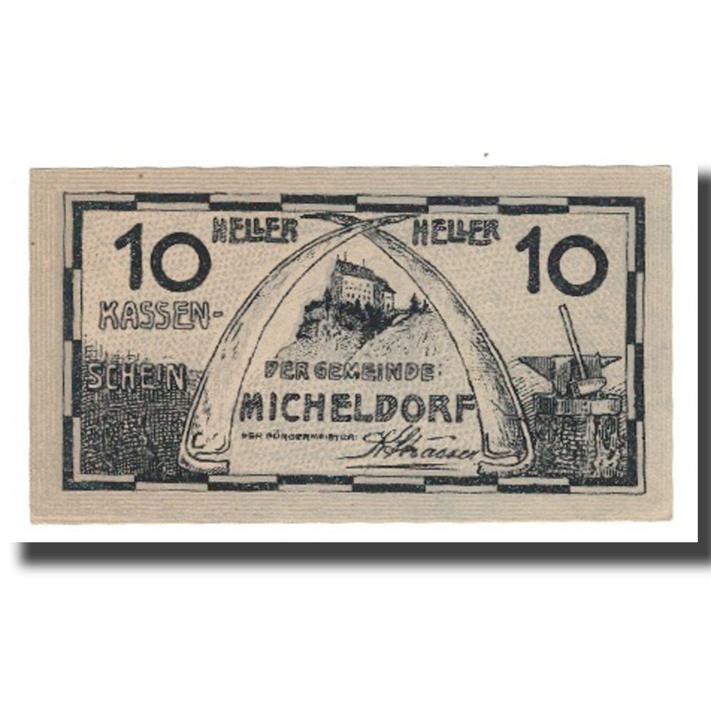 Billete, Austria, Micheldorf O.Ö. Gemeinde, 10 Heller, paysage 3, 1920