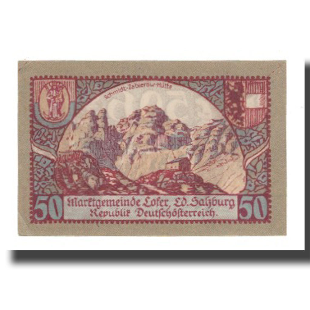 Banknote, Austria, Lofer Sbg. Marktgemeinde, 50 Heller, paysage, 1921