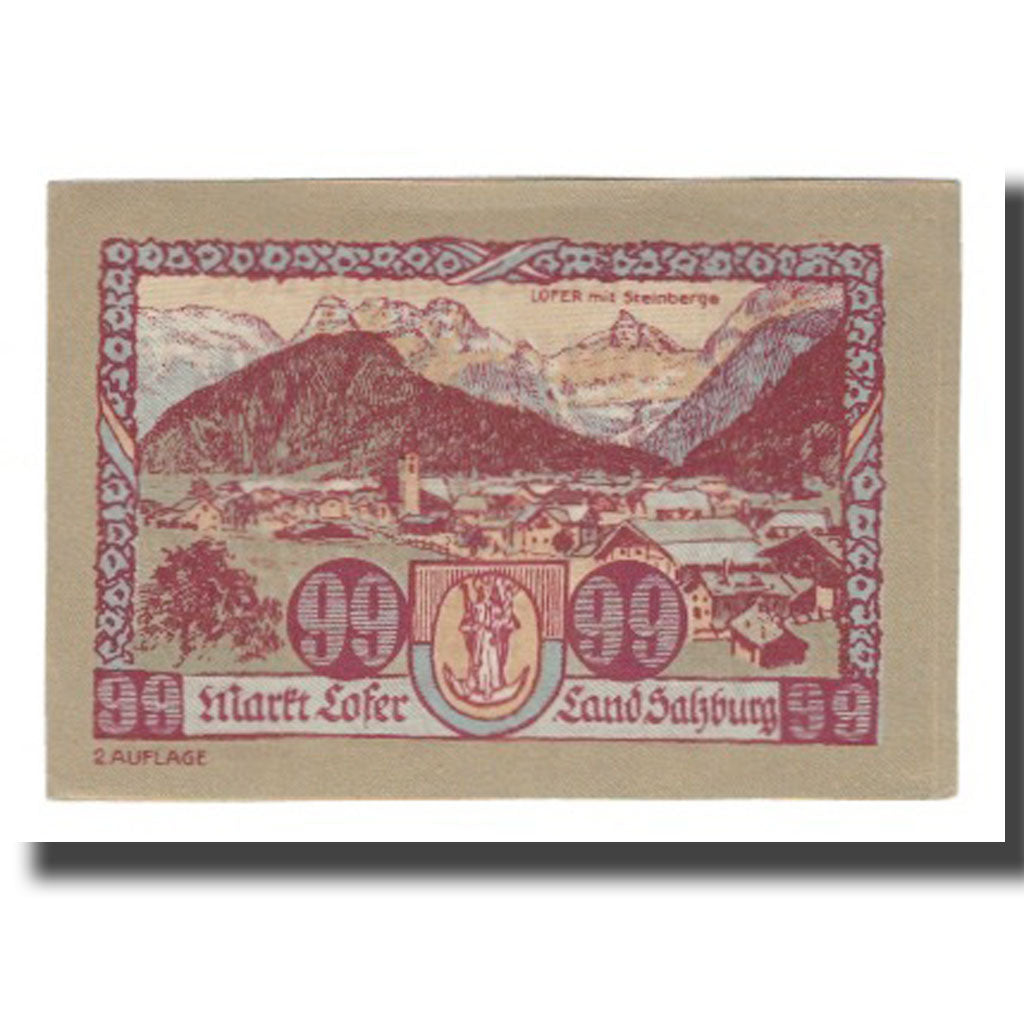Banknote, Austria, Lofer Sbg. Marktgemeinde, 99 Heller, paysage 1, 1921