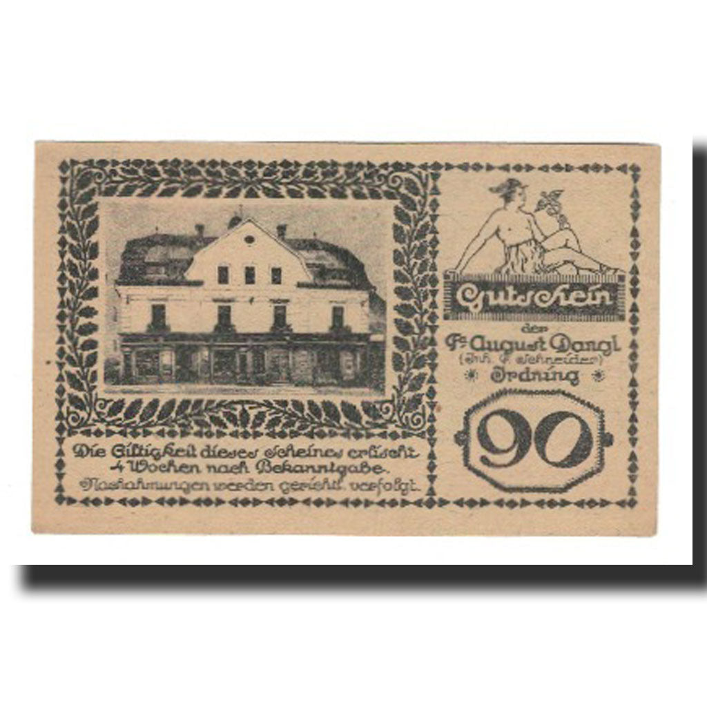 Nota, Áustria, Irdning Stm. Prv. Fa. August Dangl Gemeinde, 90 Heller