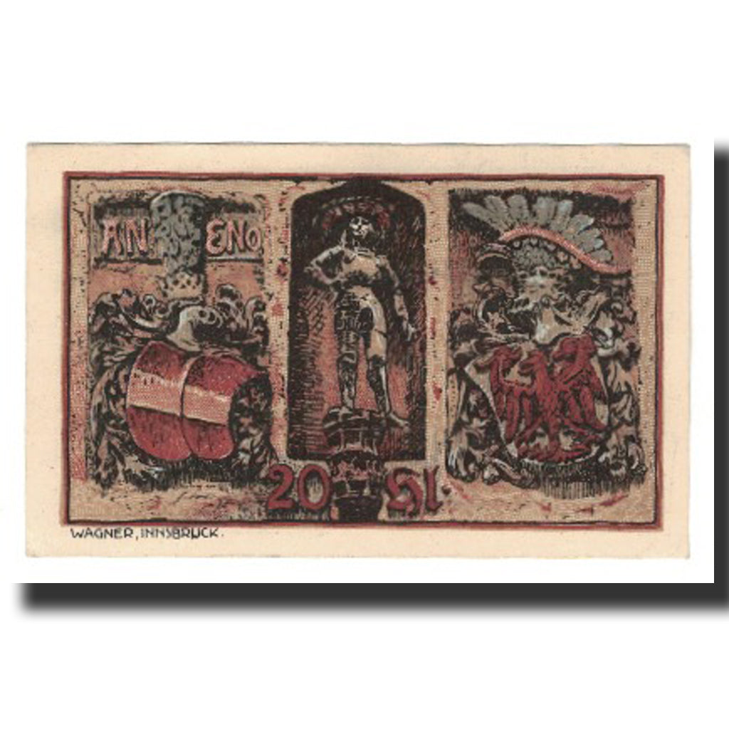 Banknote, Austria, Hall In Tirol Stadtgemeinde, 20 Heller, personnage, 1920