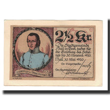Banknote, Austria, Hall In Tirol Stadtgemeinde, 2 1/2 Kronen, aigle, 1920