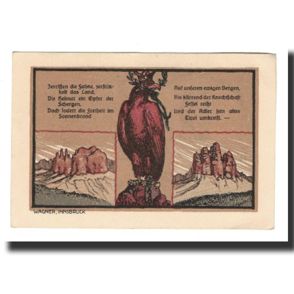 Banknote, Austria, Hall In Tirol Stadtgemeinde, 2 1/2 Kronen, aigle, 1920