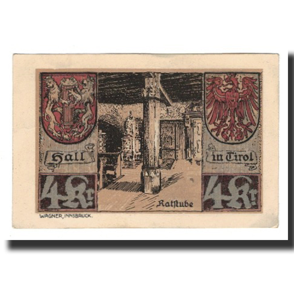 Banknote, Austria, Hall In Tirol Stadtgemeinde, 4 Kronen, Blason, 1920