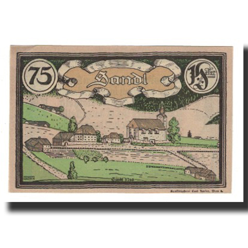 Nota, Áustria, Sandl O.Ö. Gemeinde, 75 Heller, Texte 2, 1920, 1920-12-31