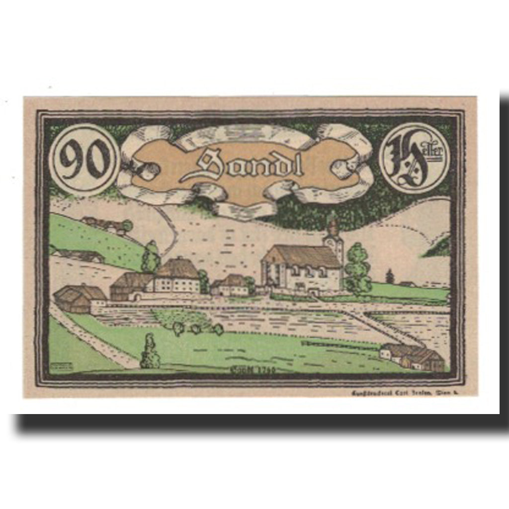 Billete, Austria, Sandl O.Ö. Gemeinde, 90 Heller, Texte 3, 1920, 1920-12-31