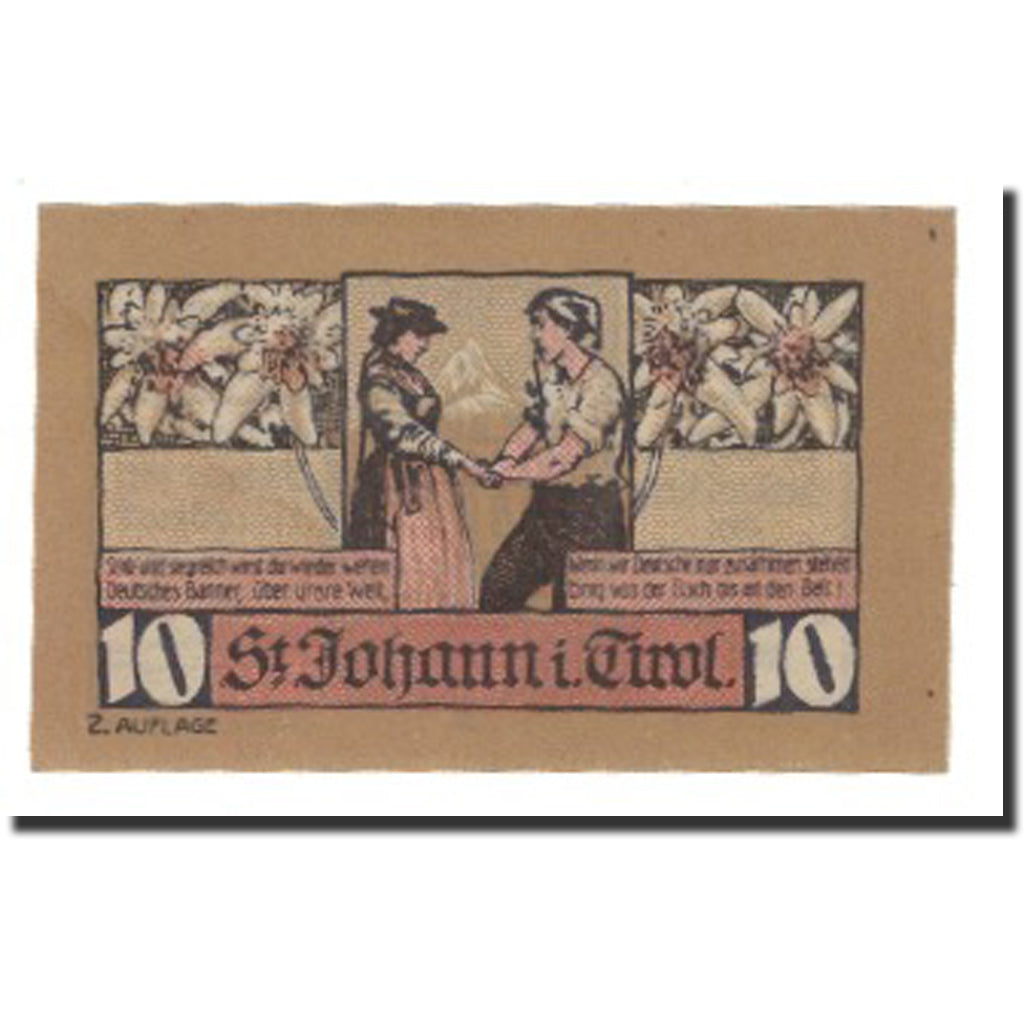 Banknot, Austria, St. Johann in Tirol, Tirol Gemeinde, 10 Heller, personnage 1