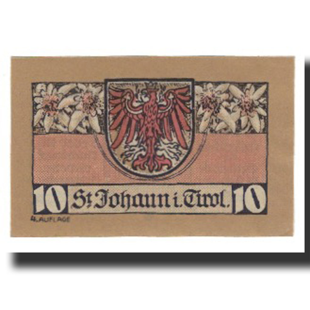 Biljet, Oostenrijk, St. Johann in Tirol, Tirol Gemeinde, 10 Heller, Blason 1