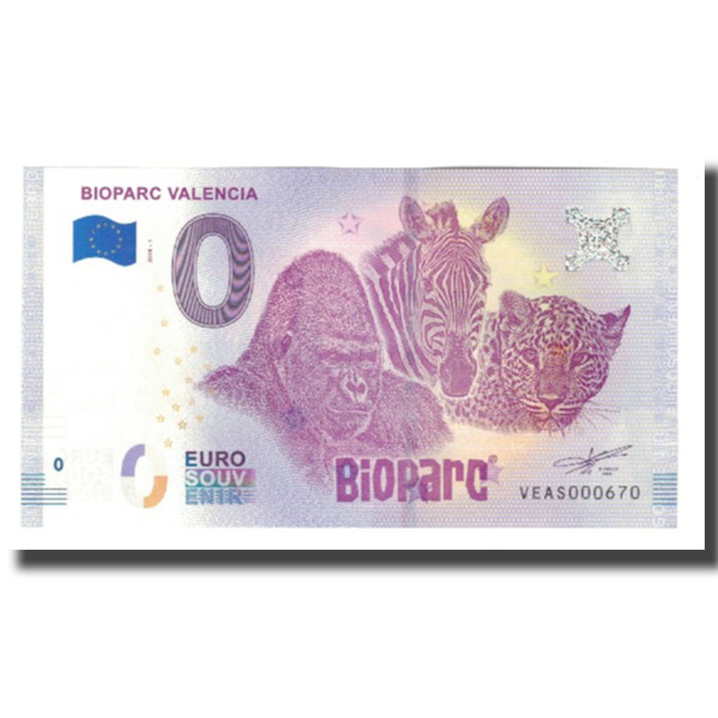 Spanien, Tourist Banknote - 0 Euro, Spain - Valencia - Bioparc - Parc Zoologique