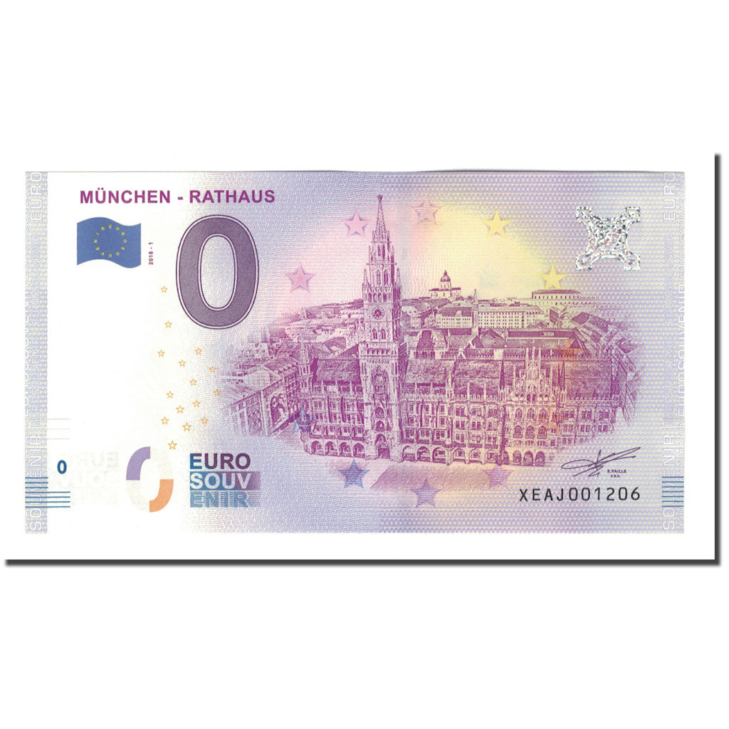 Germany, Tourist Banknote - 0 Euro, Germany - München - Rathaus - Nouvel Hôtel