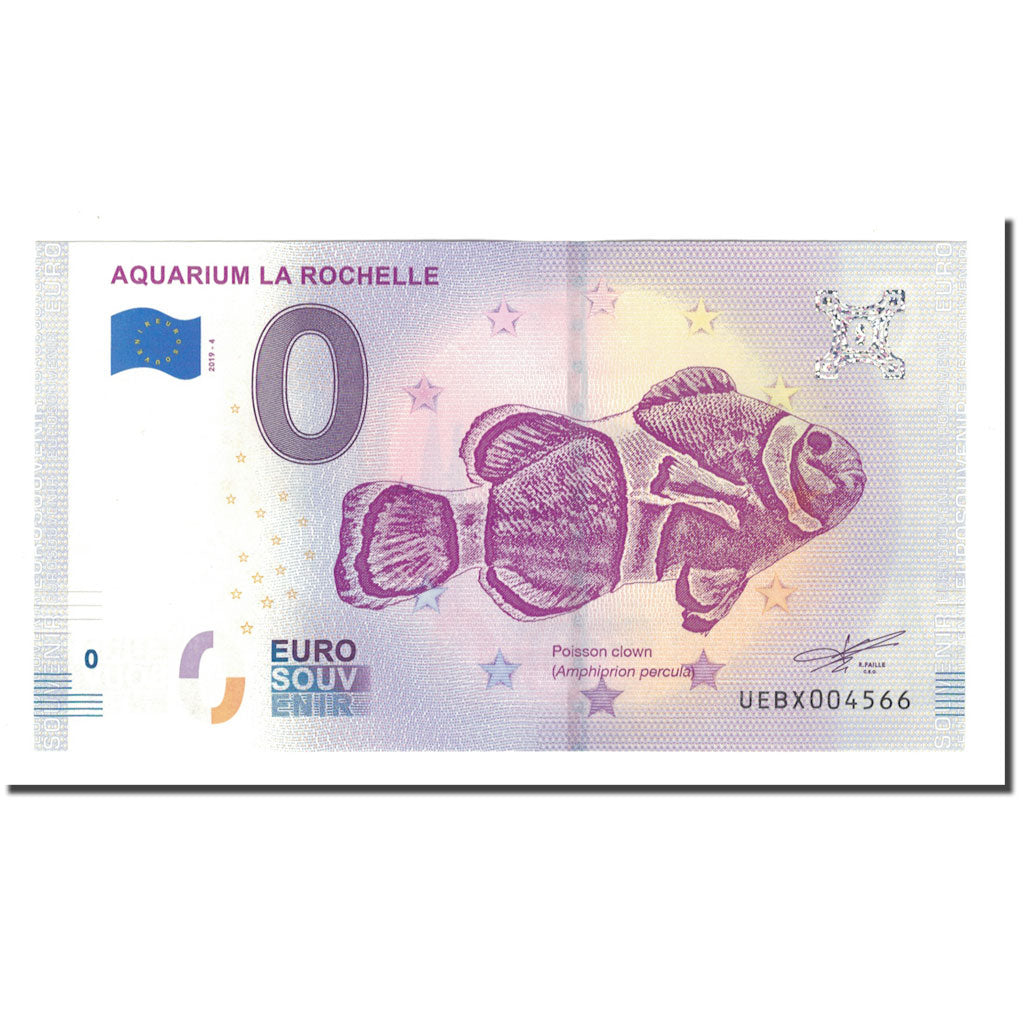 France, Tourist Banknote - 0 Euro, 17/ La Rochelle - Aquarium La Rochelle, 2019
